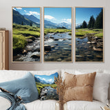USA Rocky Mountain National Park River I - Canvas Multipanels Set of 3