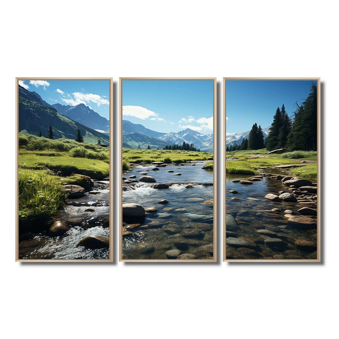 USA Rocky Mountain National Park River I - Canvas Multipanels Set of 3