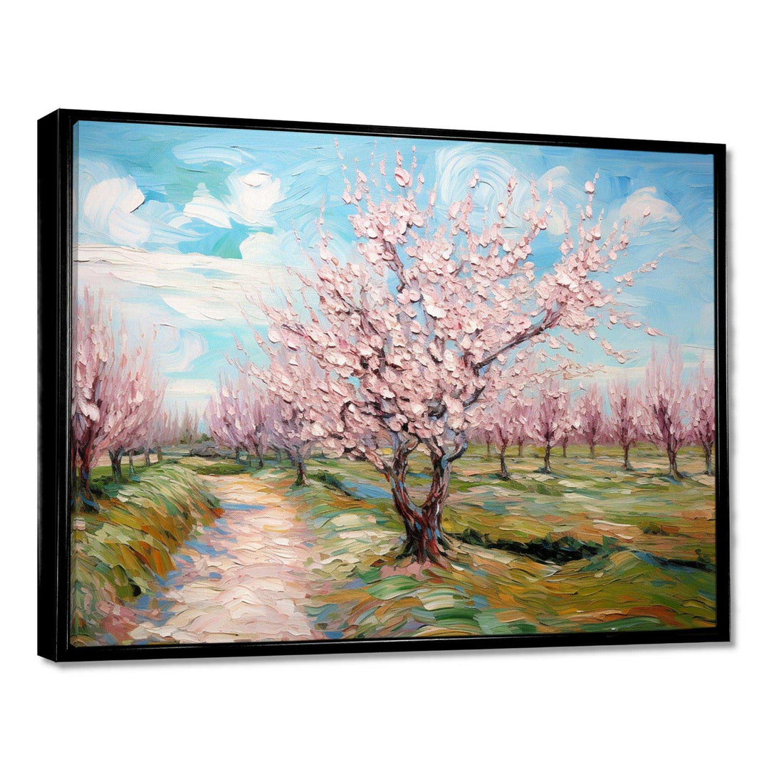 Vangogh Blooming Cherry Trees - Landscapes Canvas Wall Art
