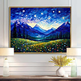 Vangogh Starry Night Over The Mountains - Landscapes Canvas Wall Art