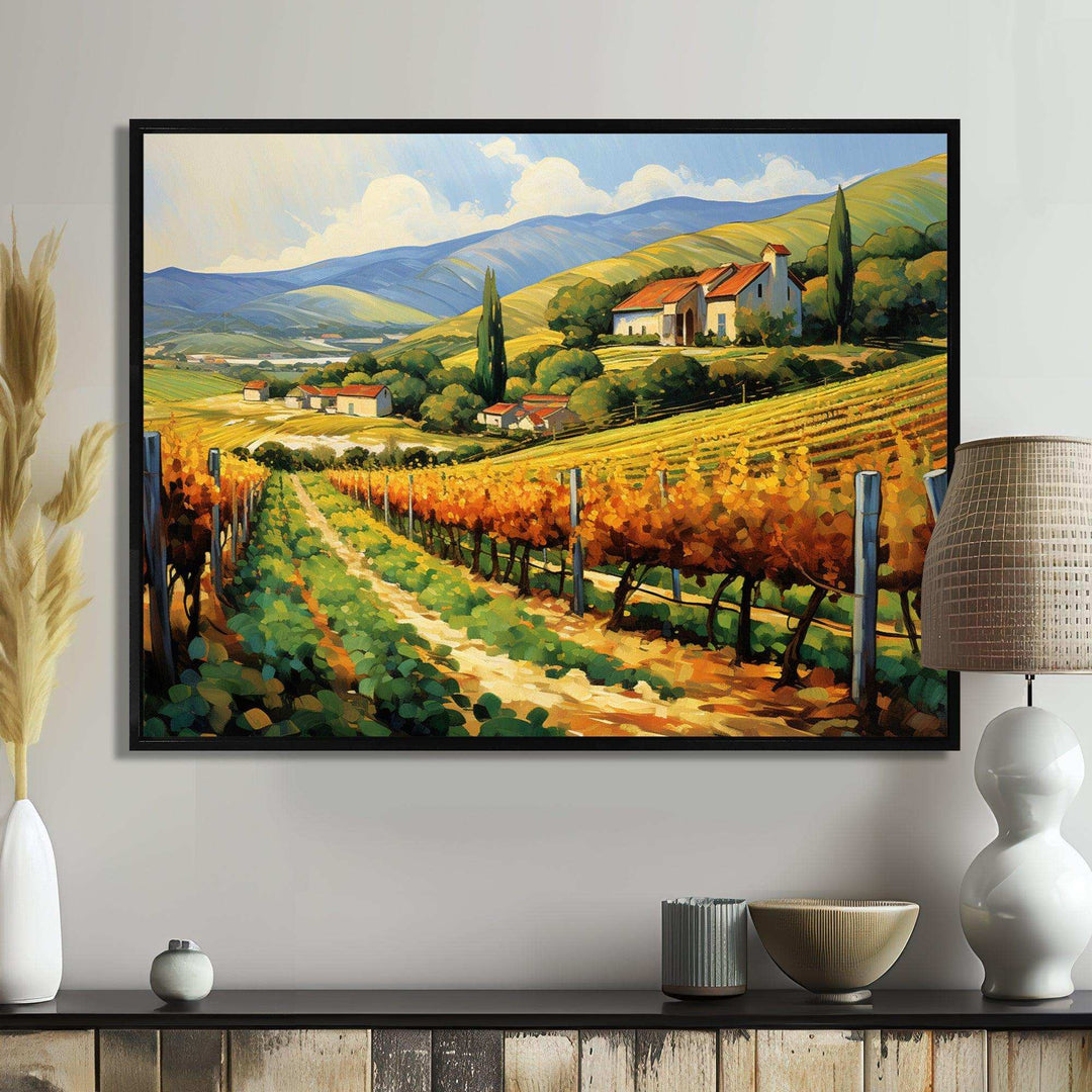 Vangogh Sunlit Vineyards II - Landscapes Canvas Wall Art