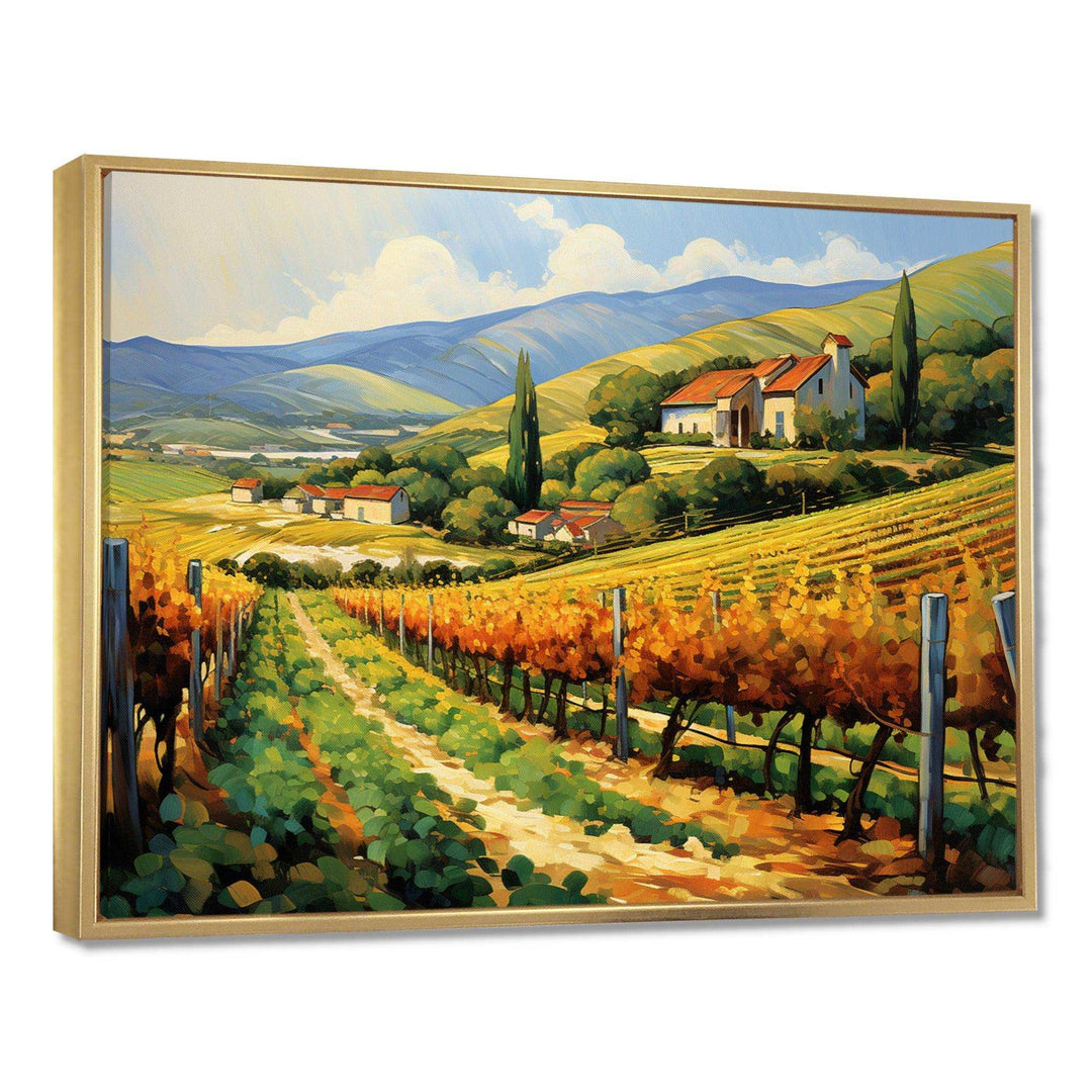 Vangogh Sunlit Vineyards II - Landscapes Canvas Wall Art