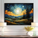 Vangogh The Swaying Cypress III - Landscapes Canvas Wall Art