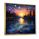 Vangogh Twilight Reflections Pointillism - Landscapes Canvas Wall Art