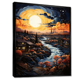 Vangogh Village At Sunset I - Landscapes Canvas Wall Art