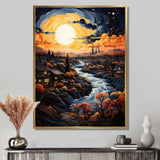 Vangogh Village At Sunset I - Landscapes Canvas Wall Art