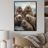 Walrus Family Portrait - Walrus Canvas Wall Art