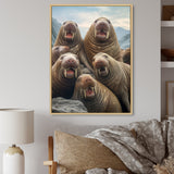 Walrus Family Portrait - Walrus Canvas Wall Art