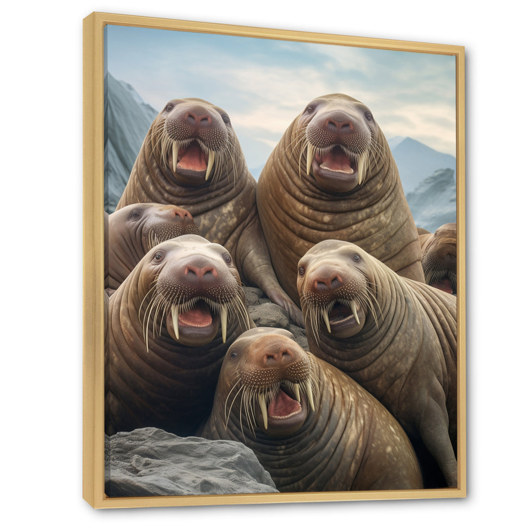 Walrus Family Portrait - Walrus Canvas Wall Art
