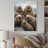 Walrus Family Portrait - Walrus Canvas Wall Art