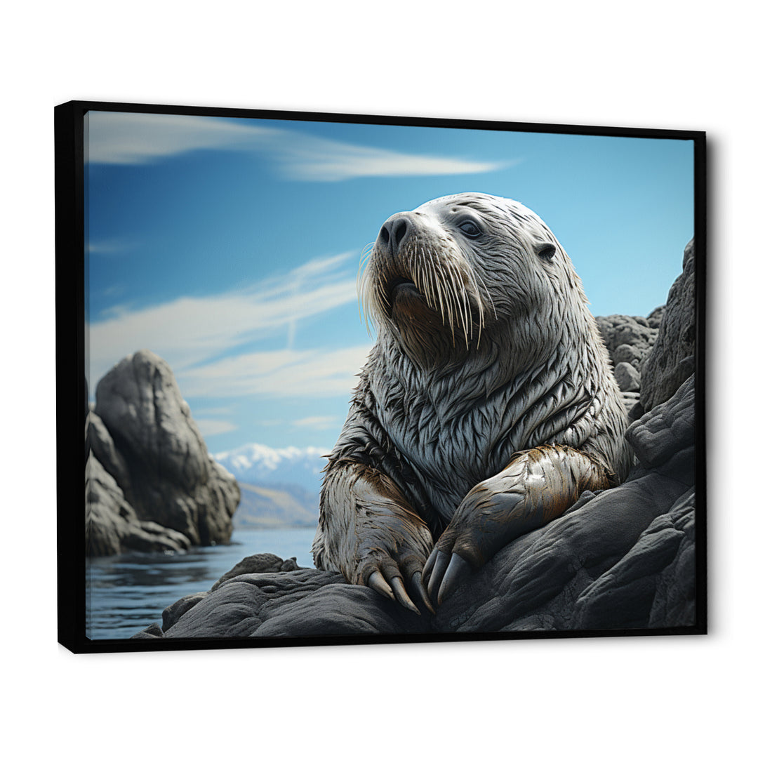Walrus Coastal Majesty - Walrus Canvas Wall Art