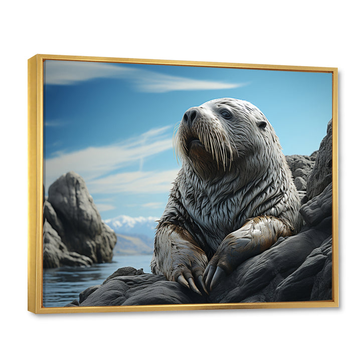 Walrus Coastal Majesty - Walrus Canvas Wall Art