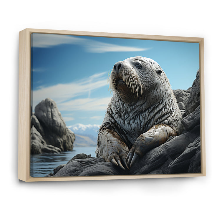 Walrus Coastal Majesty - Walrus Canvas Wall Art