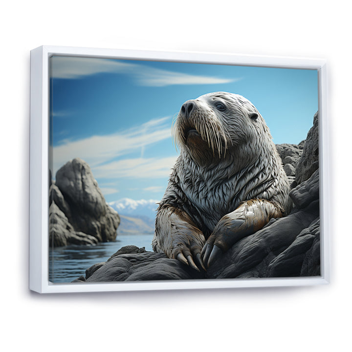 Walrus Coastal Majesty - Walrus Canvas Wall Art