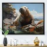 Walrus Rustic Charm - Walrus Large Canvas Wall Art