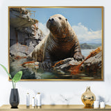 Walrus Rustic Charm - Walrus Large Canvas Wall Art