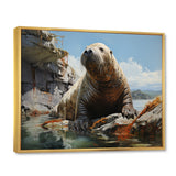 Walrus Rustic Charm - Walrus Large Canvas Wall Art