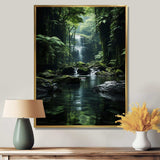 Waterfall Hidden Oasis Forest II - Landscapes Canvas Wall Art