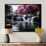 Pink Grey Waterfall Muted Splendor - Landscapes Canvas Wall Art