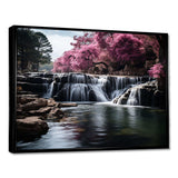 Pink Grey Waterfall Muted Splendor - Landscapes Canvas Wall Art