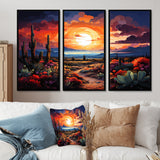 Western Desert Serenade Pointillism Landscape II - Split Panel Canvas Art