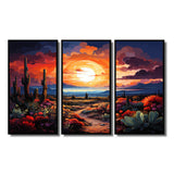 Western Desert Serenade Pointillism Landscape II - Split Panel Canvas Art