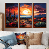 Western Desert Serenade Pointillism Landscape II - Split Panel Canvas Art