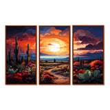 Western Desert Serenade Pointillism Landscape II - Split Panel Canvas Art