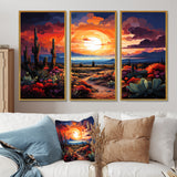 Western Desert Serenade Pointillism Landscape II - Split Panel Canvas Art