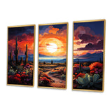 Western Desert Serenade Pointillism Landscape II - Split Panel Canvas Art