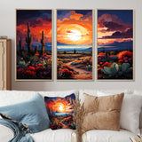 Western Desert Serenade Pointillism Landscape II - Split Panel Canvas Art