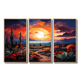 Western Desert Serenade Pointillism Landscape II - Split Panel Canvas Art