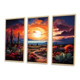 Western Desert Serenade Pointillism Landscape II - Split Panel Canvas Art