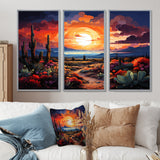 Western Desert Serenade Pointillism Landscape II - Split Panel Canvas Art