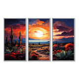 Western Desert Serenade Pointillism Landscape II - Split Panel Canvas Art