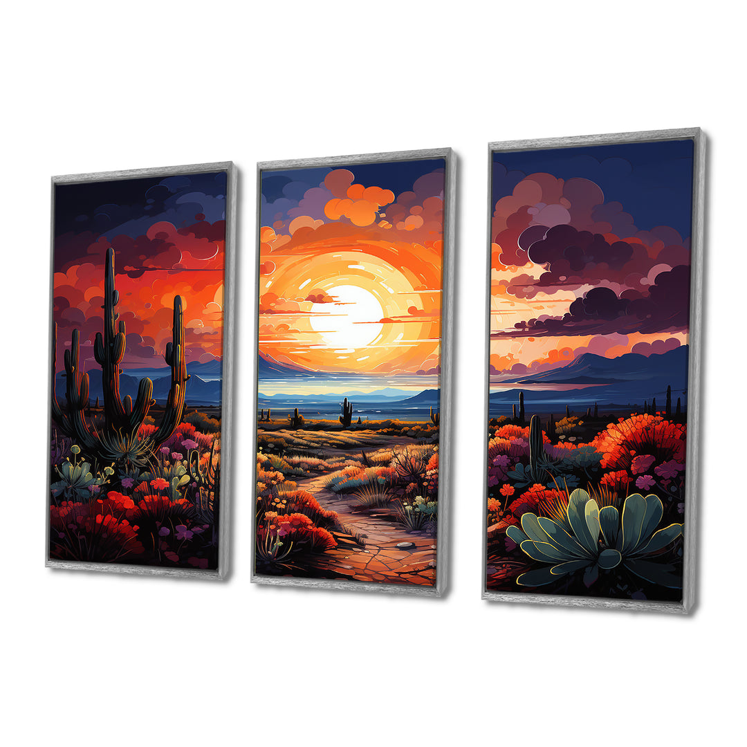 Western Desert Serenade Pointillism Landscape II - Split Panel Canvas Art