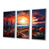 Western Desert Serenade Pointillism Landscape II - Split Panel Canvas Art