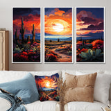 Western Desert Serenade Pointillism Landscape II - Split Panel Canvas Art