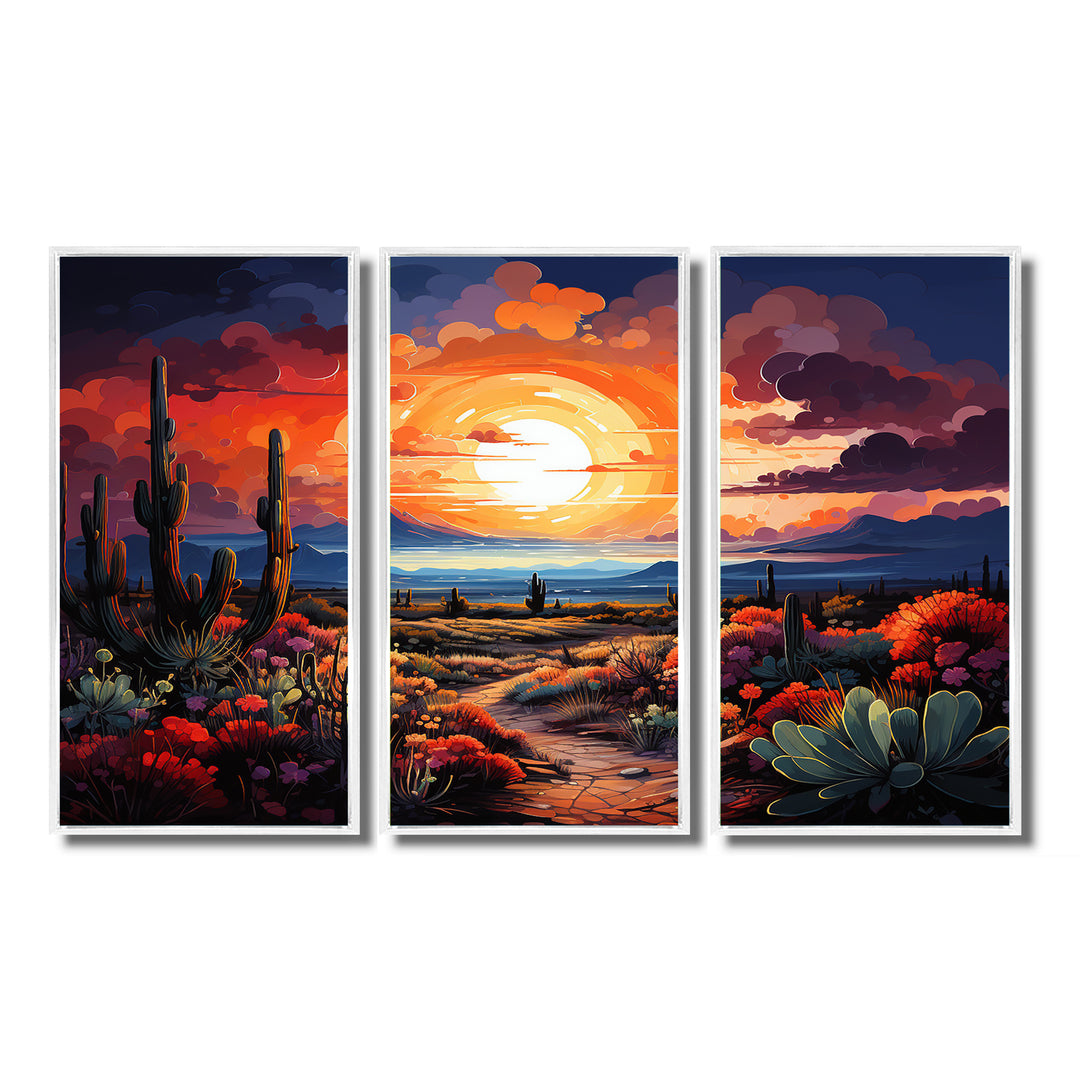Western Desert Serenade Pointillism Landscape II - Split Panel Canvas Art