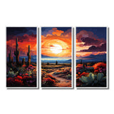 Western Desert Serenade Pointillism Landscape II - Split Panel Canvas Art
