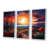 Western Desert Serenade Pointillism Landscape II - Split Panel Canvas Art