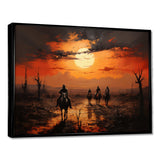 Western Sunset Riders Pointillism Art I - People Canvas Wall Art