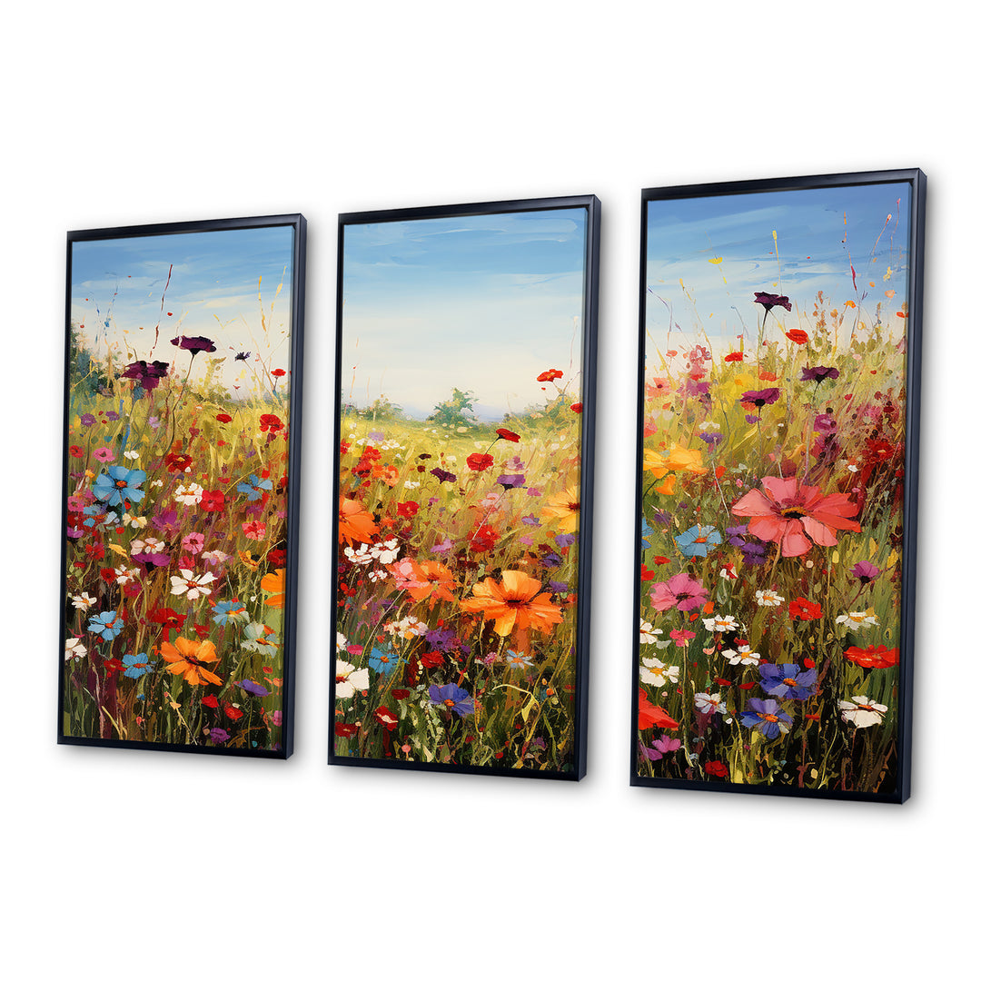 Colorful Wildflowers Meadow Blooms I - Multi-Panels Set of 3