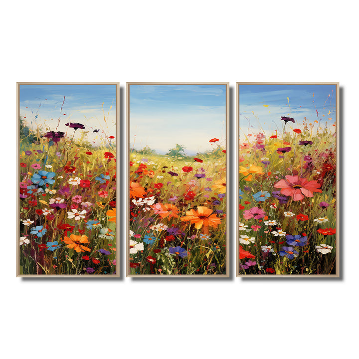 Colorful Wildflowers Meadow Blooms I - Multi-Panels Set of 3