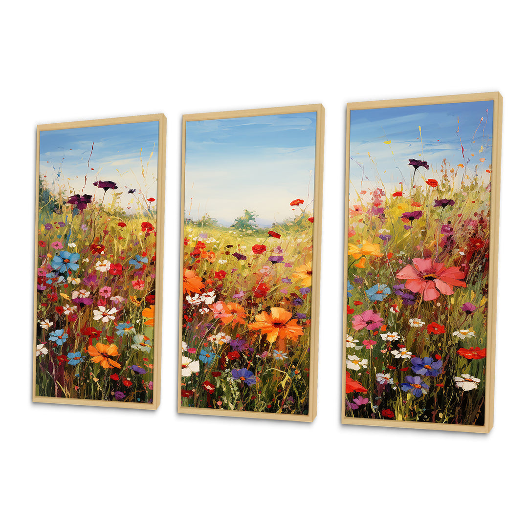 Colorful Wildflowers Meadow Blooms I - Multi-Panels Set of 3