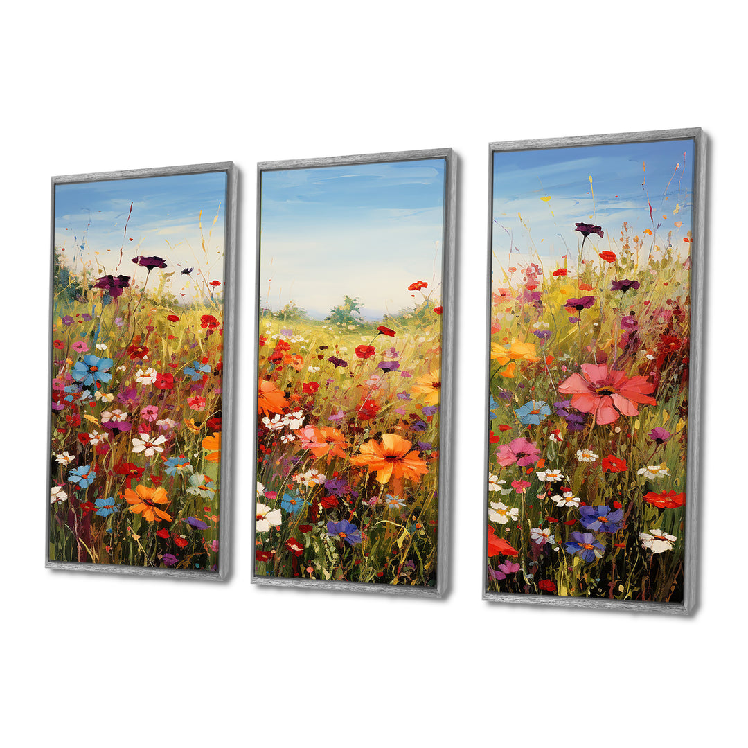 Colorful Wildflowers Meadow Blooms I - Multi-Panels Set of 3