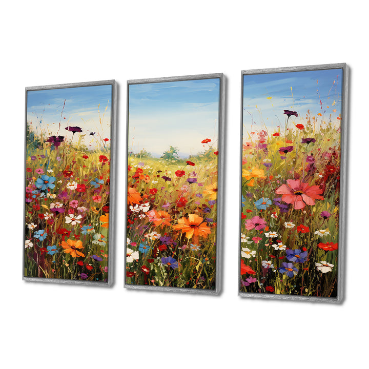 Colorful Wildflowers Meadow Blooms I - Multi-Panels Set of 3