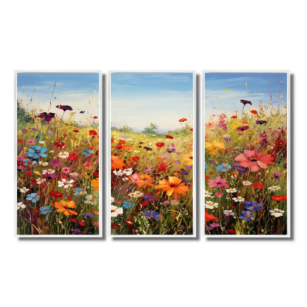 Colorful Wildflowers Meadow Blooms I - Multi-Panels Set of 3