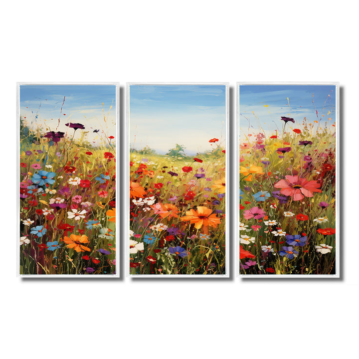 Colorful Wildflowers Meadow Blooms I - Multi-Panels Set of 3