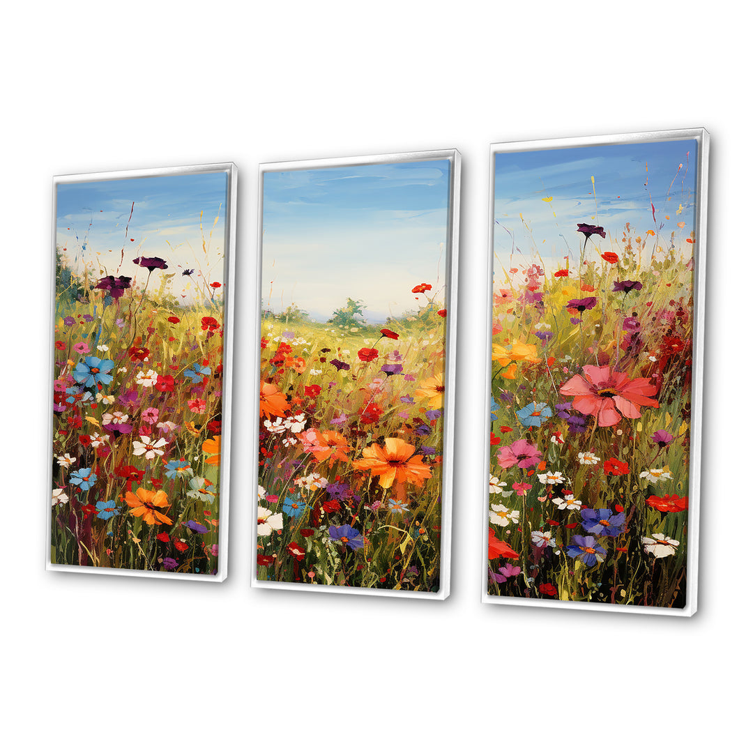 Colorful Wildflowers Meadow Blooms I - Multi-Panels Set of 3